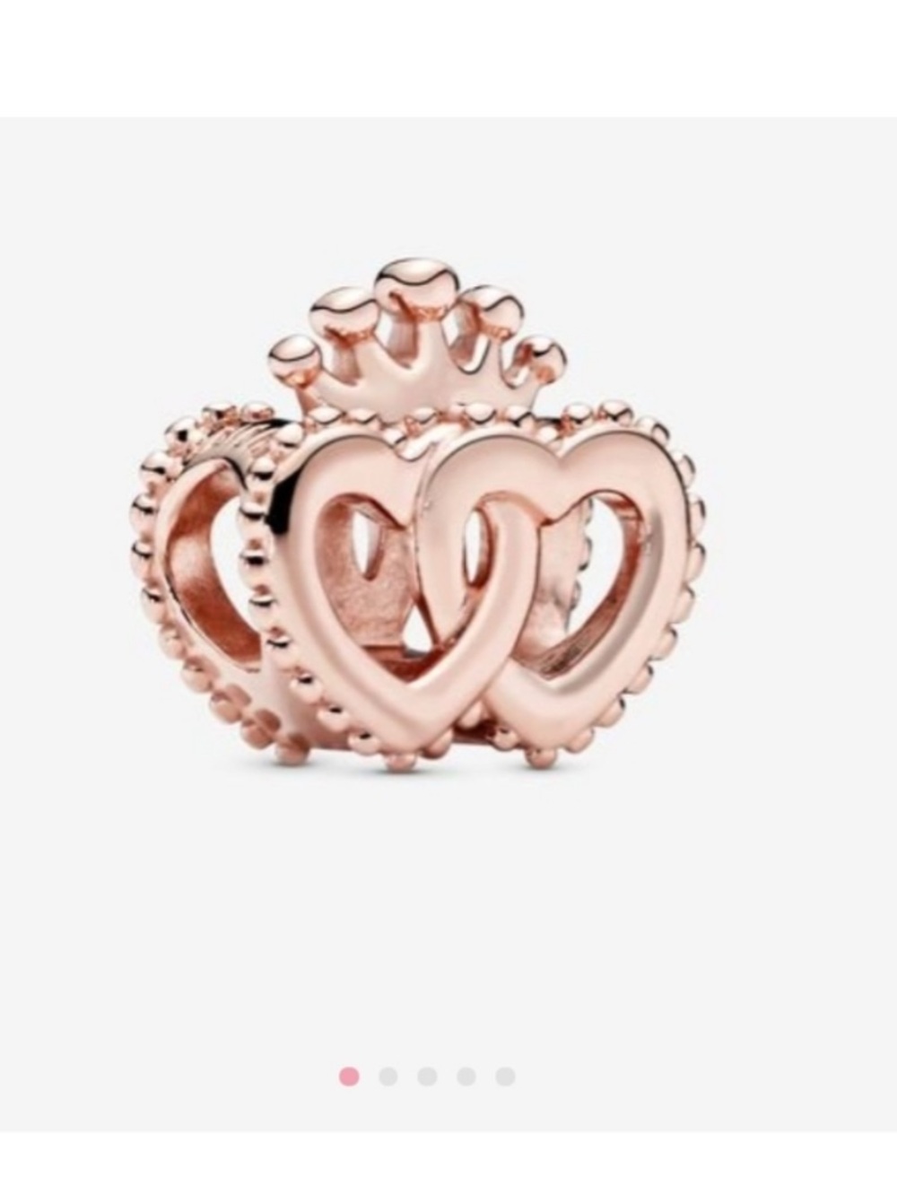 Pandora United Regal Crown and Entwined Hearts Charm 14k Rose Gold Plated 925